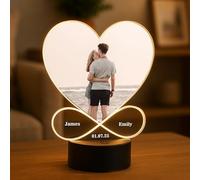 RED OCEAN Personalised Couple Photo Frame Picture With LED Light For Anniversary Birthday for Women Men Her Him Girlfriend Boyfriend Husband Wife Keepsake