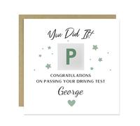 RED OCEAN Personalised Driving Test Card Congratulations Card Passed Driving Test For Son Daughter Best Friend Grandson Granddaughter Him Her With Kraft Envelope