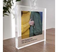 Red Ocean Personalised Engagement Gift Congratulations Gift For Couple Engagement Plaque Photo Block Keepsake Gift For Boyfriend Girlfriend