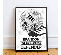 RED OCEAN Personalised Football Word Art Print Footballer Team Gift Bedroom Print Wall Art (A4 Print with Black Frame - PERSONALISED Football Worlds Best)