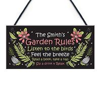 RED OCEAN Personalised Garden Rules Sign Floral Summerhouse Shed Hanging Plaque Gift For Her