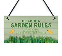 RED OCEAN PERSONALISED Garden Rules Sign For Garden Shed Summerhouse Plaque