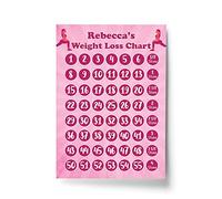 RED OCEAN Personalised Girls Weight Loss Chart Pink Slimming Weight Goal Tracker Mark Chart Motivational Gift for Women