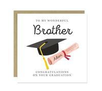 RED OCEAN Personalised Graduation Card For Brother Congratulations On Your Graduation Well Done Graduate 145x145mm With Kraft Envelope For Him