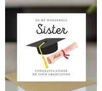 RED OCEAN Personalised Graduation Card For Sister Congratulations On Your Graduation Well Done Graduate 145x145mm With Kraft Envelope