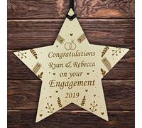 RED OCEAN Personalised Handmade Congratulations Gift For Engagement Wooden Star Special Keepsake Gift For Friend