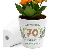 RED OCEAN Personalised Happy 70th Birthday Gift For Mum Nan Nanny Grandma Best Friend Plant Pot Floral 70th Birthday Gift For Her Gifts Women Keepsake