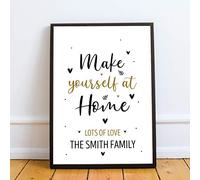 RED OCEAN Personalised Home Print Framed Unique Moving Gift House Warming Gift (A4 Print with Black Frame - PERSONALISED Make Yourself At Home)