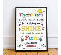 RED OCEAN Personalised Leaving Print Thank You Gift For Teacher Nursery Pre School Present (A4 Print with Black Frame - PERSONALISED Thank You School)