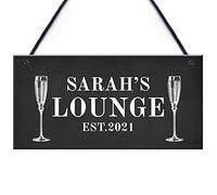 RED OCEAN Personalised Lounge Sign Home Bar Sign Garden Plaque Prosecco Gin Alcohol Sign