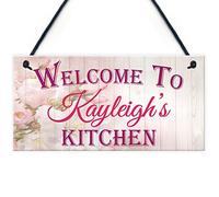 RED OCEAN Personalised Name Kitchen Sign Mum/Sister/Friend Hanging Plaque Home Floral Gift
