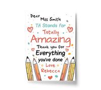 RED OCEAN Personalised Teacher And Assistant Print Gifts Thank You Nursery School Leaving Gift (A4 Print Only - PERSONALISED TA Amazing)
