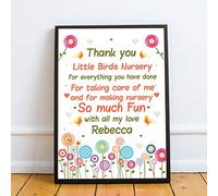 RED OCEAN Personalised Teacher Nursery Pre School Thank You Gift Print Leaving Present (A4 Print with Black Frame - PERSONALISED Thanks Nursery)