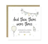 RED OCEAN Personalised Then There Were Three Congratulations Card For Parents To Be Card Mummy To Be Daddy With Envelope