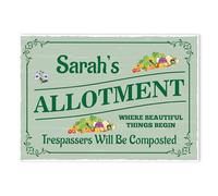 Red Ocean Personalized Allotment Sign - Hanging Plaque for Garden, Outdoor Shed - Funny Gift for Women and Men