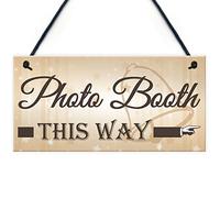 Red Ocean Photo Booth This Way Hanging Wedding Direction Decoration Arrow Plaque Sign