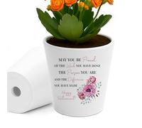 RED OCEAN Plant, Flower Pot, Ceramic, White, Purple, 9x10cm
