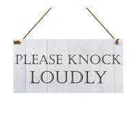 Red Ocean Please Knock Loudly Hanging Door Sign Plastic Contempary Wall Decorative Plaque