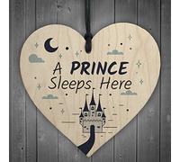 Red Ocean Prince Sleeps Here Plaque Boys Bedroom Accessory Blue Kids Wall Sign Quote Boys Gift