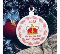 Red Ocean Queen Elizabeth Ii Memorial Plaque Wood Christmas Bauble Tree Decoration Keepsake