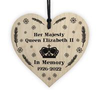 Red Ocean Queen Elizabeth Ii Wooden Heart Plaque In Memory Memorial Sign Christmas Bauble