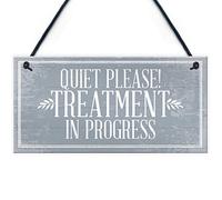 Red Ocean Quiet Please TREATMENT IN PROGRESS Do Not Disturb Hanging Wall Door Salon Sign Plaque Gift