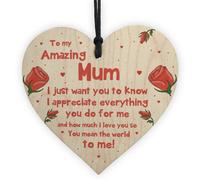 Red Ocean Quirky Gift For Mum Birthday Christmas Wood Heart Gift For Her From Daughter Son Keepsake