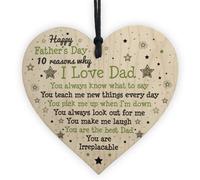 Red Ocean Reasons Why I Love Dad Wooden Heart Fathers Day Gift From Daughter Son Keepsake