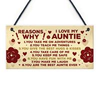 Red Ocean Reasons Why I Love My Auntie 40Th 50Th 60Th Birthday Card Gift Plaque Mothers Day Gift For Auntie Sister Gift Keepsake