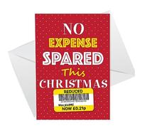 RED OCEAN Reduced Sticker Funny Christmas Card For Husband Wife, Brother Sister, Mum Dad, Yellow Sticker, Cheap, Christmas Card For Her Him
