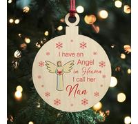 Red Ocean Remembrance Bauble Christmas Tree Decoration For Nan Wooden Plaque Memorial Gifts For Nan Keepsake