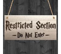 RED OCEAN Restricted Section Do Not Enter Wizardry Hanging Plaque Magic Gift Sign