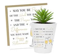 RED OCEAN Retirement Gifts For Women Plant Pot and Greetings Card Retirement Card For Colleagues Teachers Friend Congratulations Leaving Present Gift Set