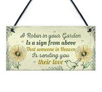 RED OCEAN Robin Memorial Garden Bereavement Sign Family Love Hanging Plaque Grave