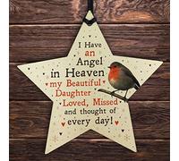 RED OCEAN Robin Memorial Tree Hanging Decoration Daughter Memorial Gift Wood Star In Memory Plaque