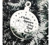 Red Ocean Robin Red Breast Memorial Acrylic Tree Decoration Dad Memorial