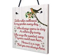 Red Ocean Robin Redbreast Memorial Bereavement Family Love Hanging Plaque Grave Gift Sign