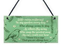 Red Ocean Robin Redbreast Memorial Bereavement Plaque Garden Grave Shed Sign Xmas Family Gift