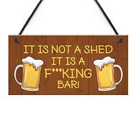 RED OCEAN Rude Bar Sign Funny Garden Shed Sign Hanging Door Plaque Man Cave Beer Gift