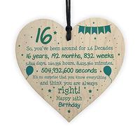 RED OCEAN Rude Funny 16th Birthday Gift For Daughter Son Wooden Heart 16th Birthday Card