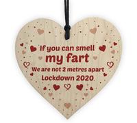 Red Ocean Rude Funny Gift For Husband Wife Wood Heart Lockdown Gift For Mum Dad Brother