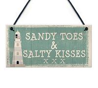 RED OCEAN Sandy Toes Shabby Chic Seaside Sand Lighthouse Nautical Themed Plaque Sign Home Decor Gifts
