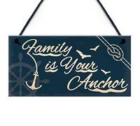 Red Ocean Seaside Family Is Your Anchor Shabby Chic Hanging Plaque Nautical Theme Bathroom/Kitchen Decor Gift Accessory