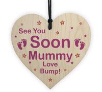 Red Ocean See You Soon Mummy Love Bump Wooden Heart Mummy Gift Bump Gifts Keepsake