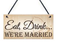 Red Ocean Shabby And Chic Wedding Sign Eat Drink Married Bride Groom Plaque Present Gift Wedding Favour Gift List