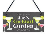 RED OCEAN Shabby Chic Cocktail Garden Sign Personalised Garden Plaque Home Bar Alcohol Gift For Her