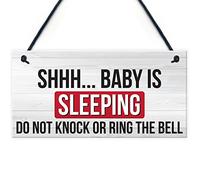 RED OCEAN Shh.. Baby Is Sleeping Do Not Disturb Nursery Hanging Plaque Baby Door Cot Sign