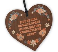 Red Ocean Sister Wooden Heart - Handcrafted Keepsake With Sentimental Message Thoughtful Gift For Sibling Bond Beautiful Home
