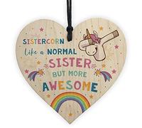 RED OCEAN Sistercorn Wood Heart Unicorn For Sister Birthday Christmas Thank you