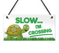 Red Ocean Slow I'm Crossing Turtle Hanging Plaque